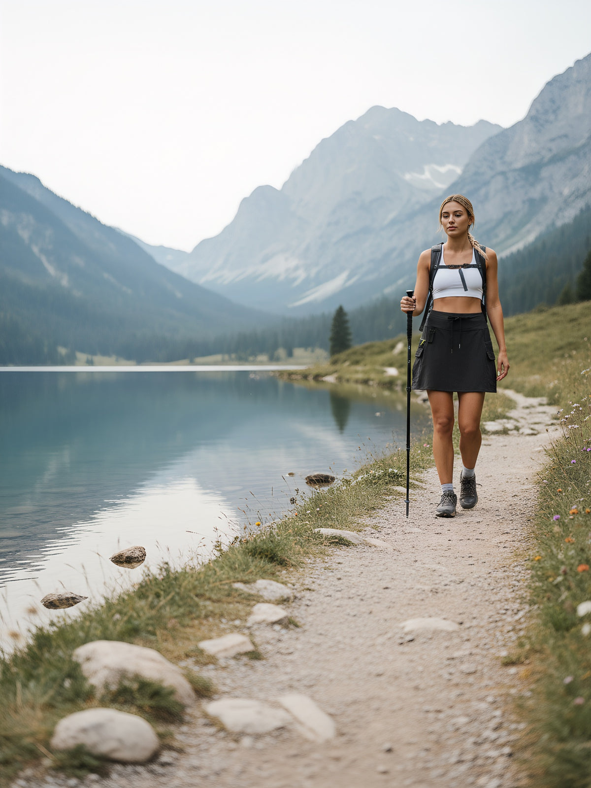 Women's High-Waist Cargo Outdoor Skort | Quick-Dry Hiking Skirt with Built-in Shorts &amp; Pockets