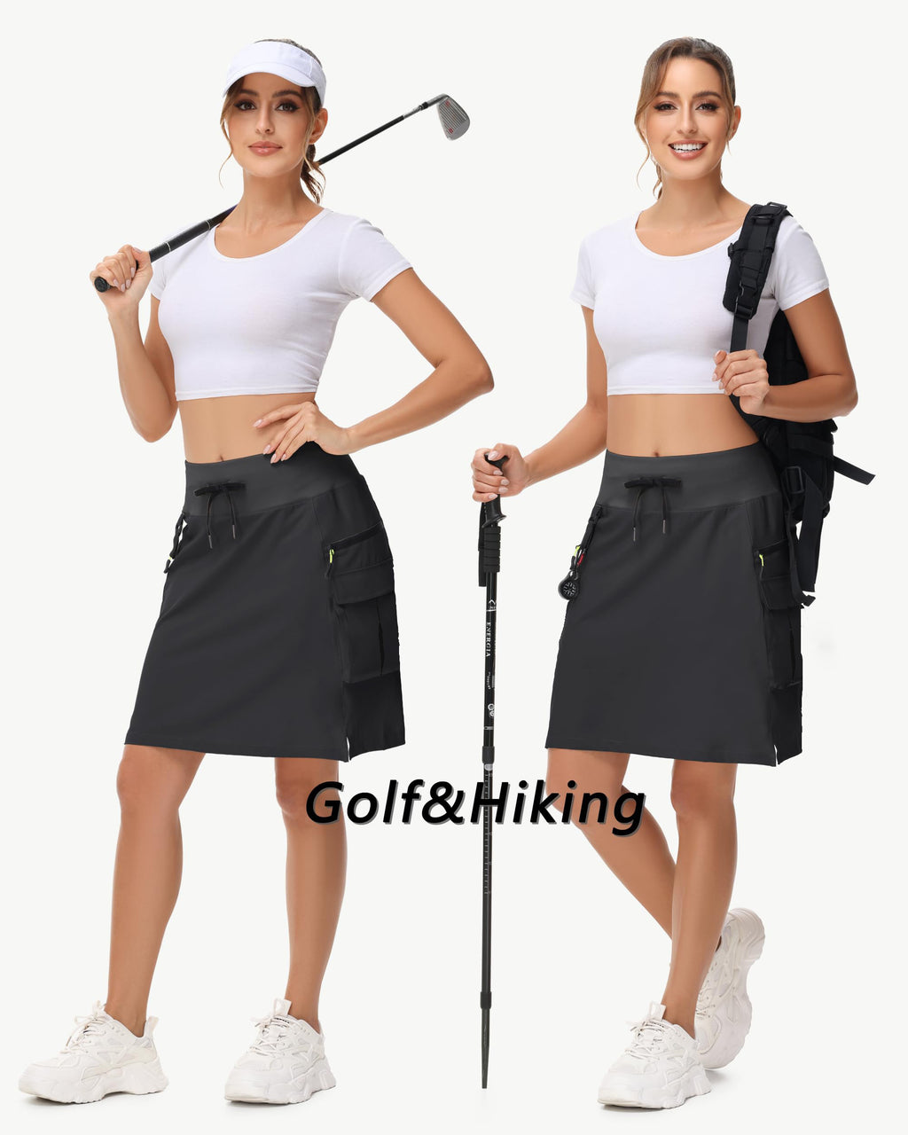 Women's High-Waisted Outdoor Cargo Skort | Quick-Dry Hiking Skirt with Built-in Shorts &amp; Pockets