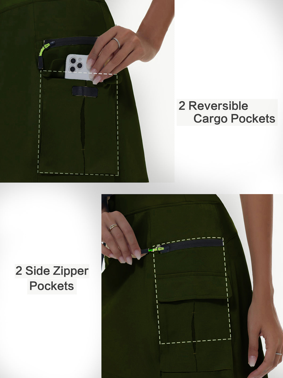 Women's High-Waisted Outdoor Cargo Skort | Quick-Dry Hiking Skirt with Built-in Shorts &amp; Pockets