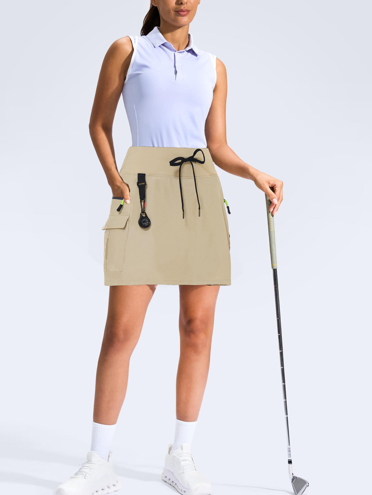 Women's High-Waist Cargo Outdoor Skort | Quick-Dry Hiking Skirt with Built-in Shorts &amp; Pockets