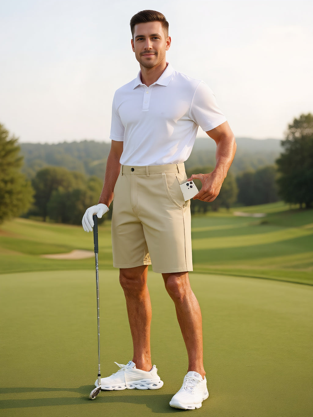 Men's Stretch Golf Shorts | Lightweight Quick-Dry Flat-Front Performance Shorts with Pockets