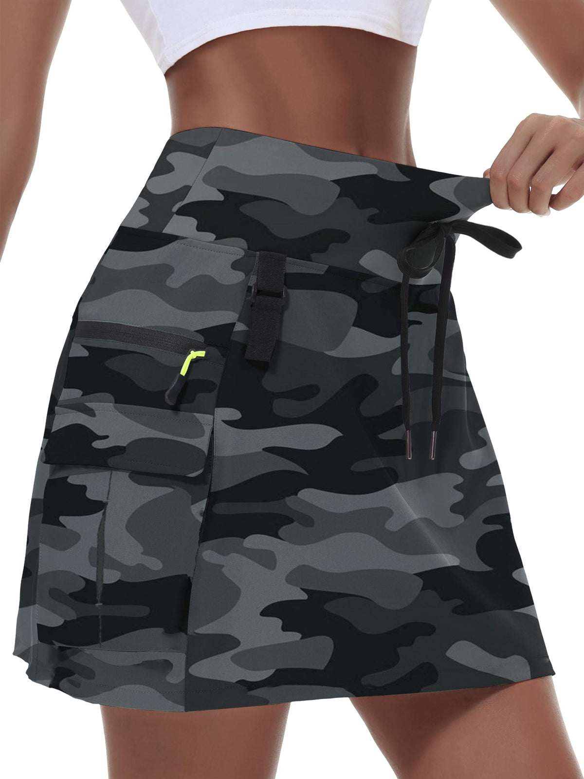 Women's High-Waist Cargo Outdoor Skort | Quick-Dry Hiking Skirt with Built-in Shorts &amp; Pockets