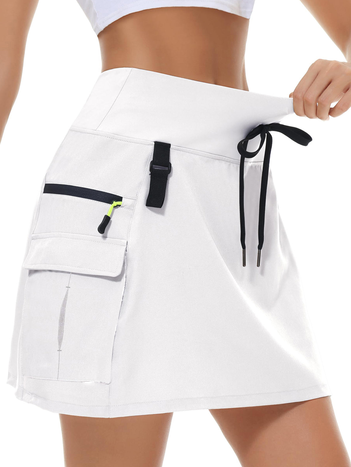 Women's High-Waist Cargo Outdoor Skort | Quick-Dry Hiking Skirt with Built-in Shorts &amp; Pockets