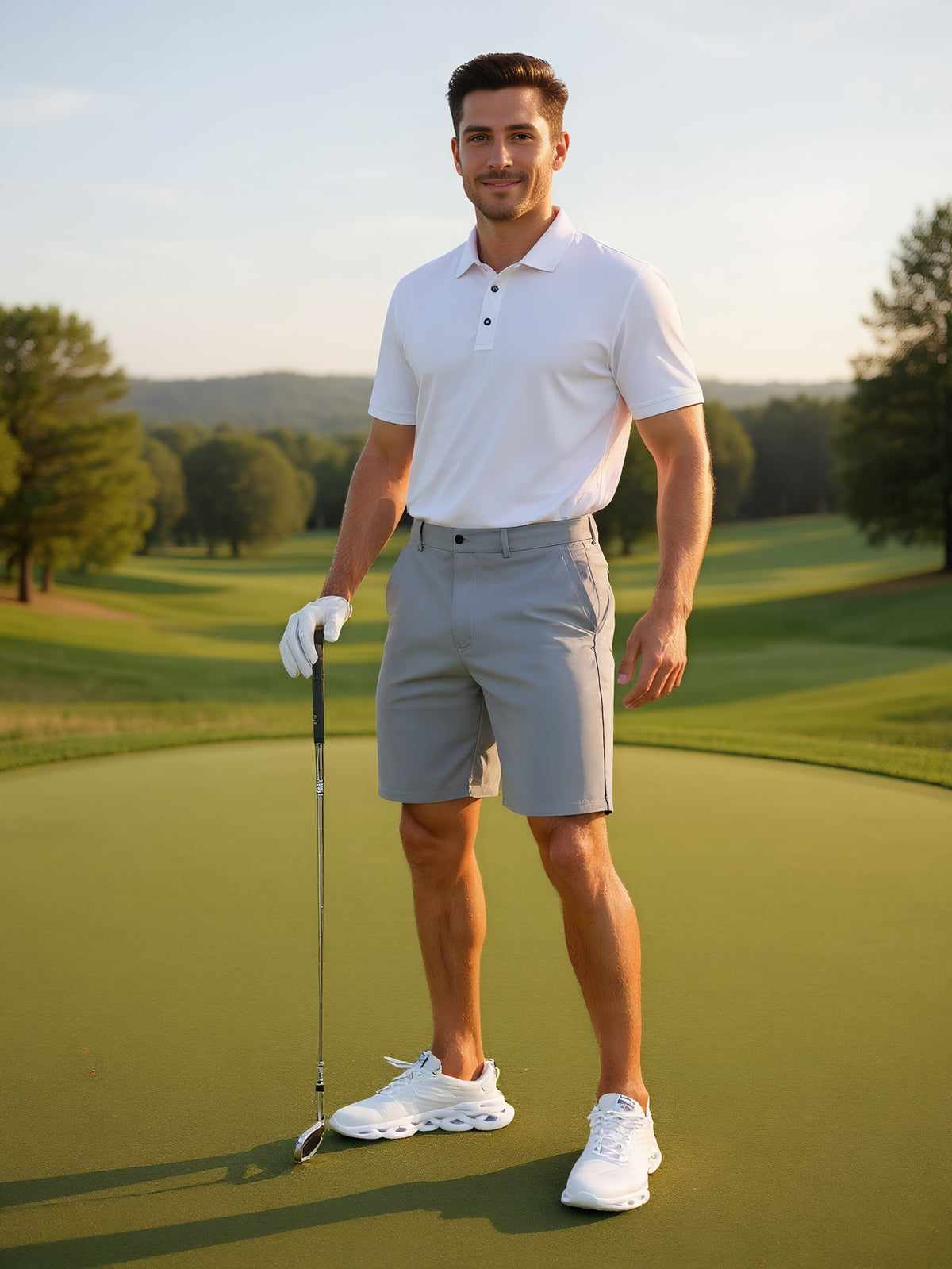 Men's Stretch Golf Shorts | Lightweight Quick-Dry Flat-Front Performance Shorts with Pockets