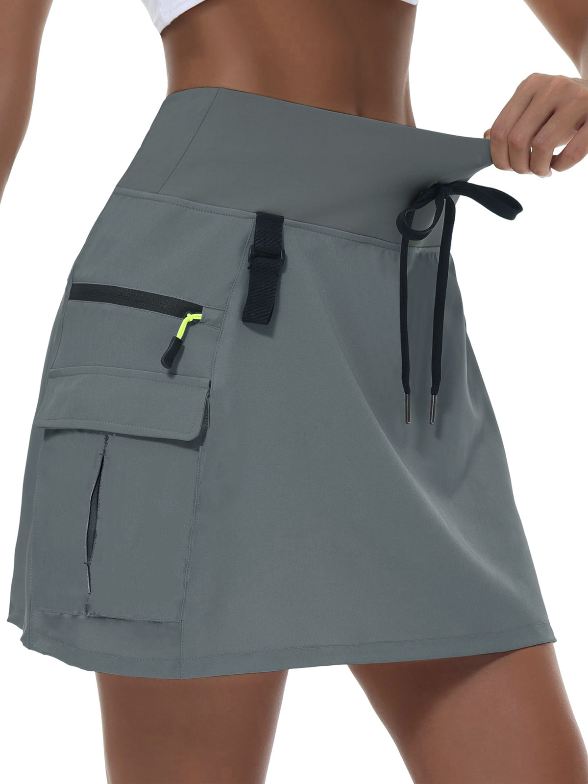 Women's High-Waist Cargo Outdoor Skort | Quick-Dry Hiking Skirt with Built-in Shorts &amp; Pockets
