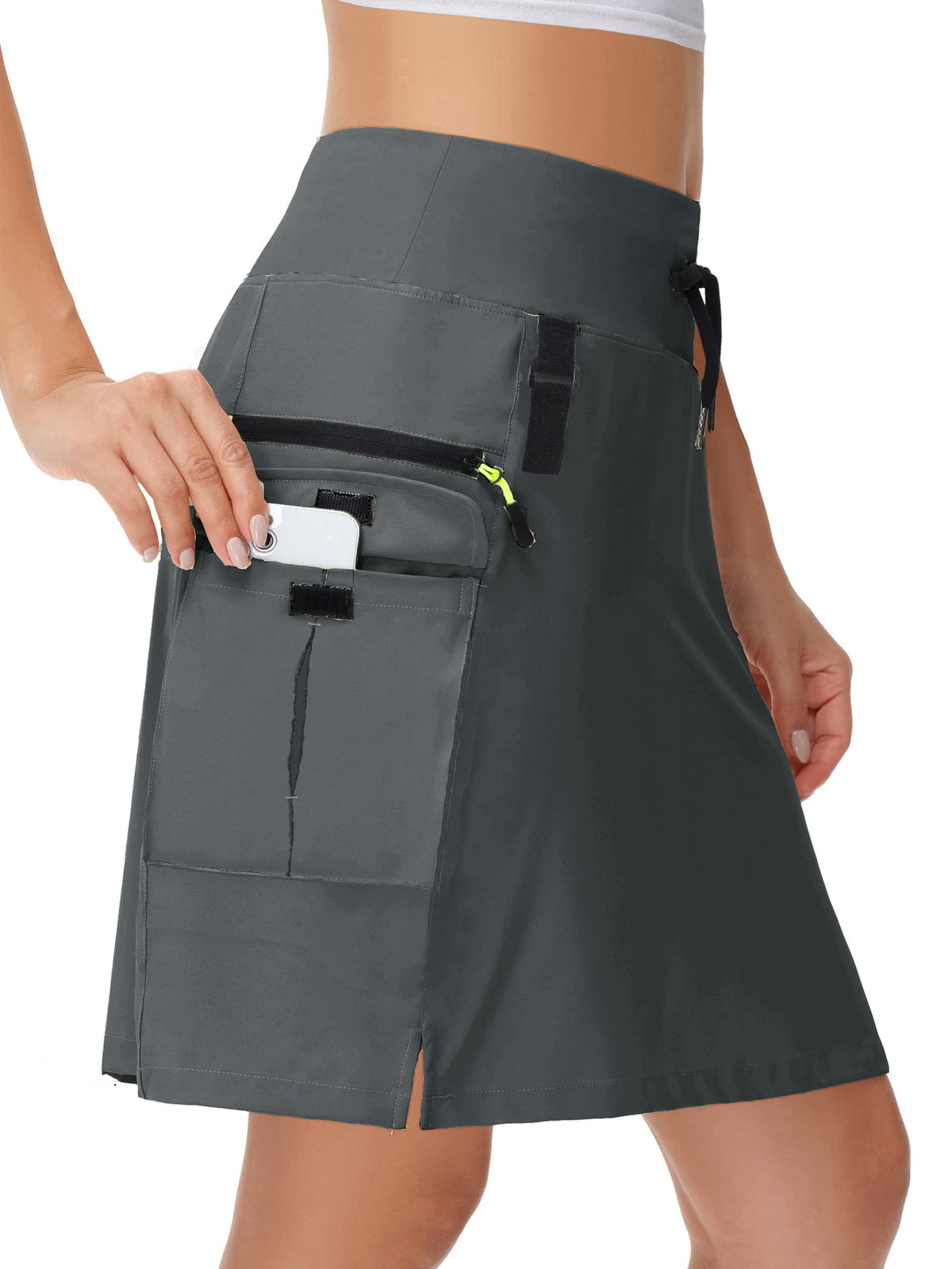 Women's High-Waisted Outdoor Cargo Skort | Quick-Dry Hiking Skirt with Built-in Shorts &amp; Pockets