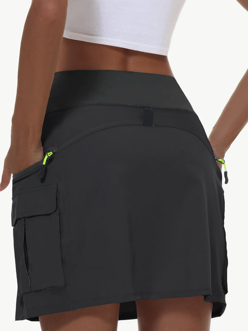 Women's High-Waist Cargo Outdoor Skort | Quick-Dry Hiking Skirt with Built-in Shorts &amp; Pockets
