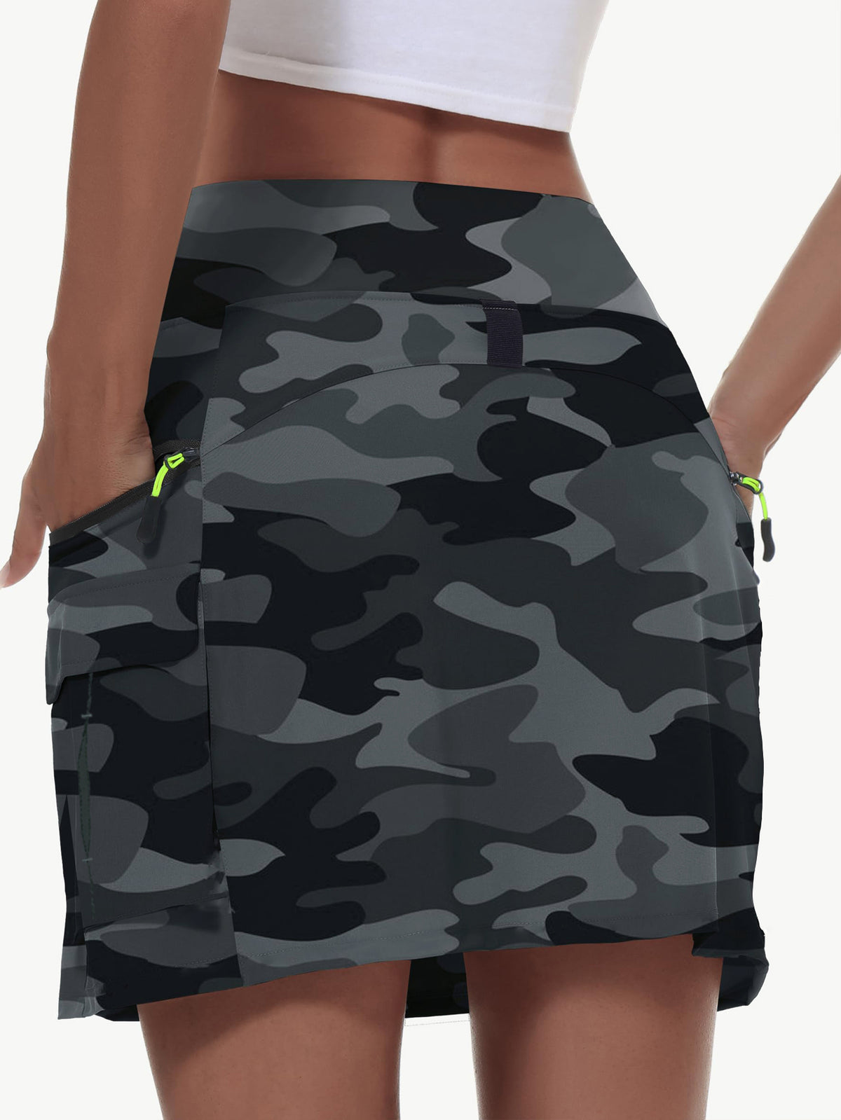 Women's High-Waist Cargo Outdoor Skort | Quick-Dry Hiking Skirt with Built-in Shorts &amp; Pockets