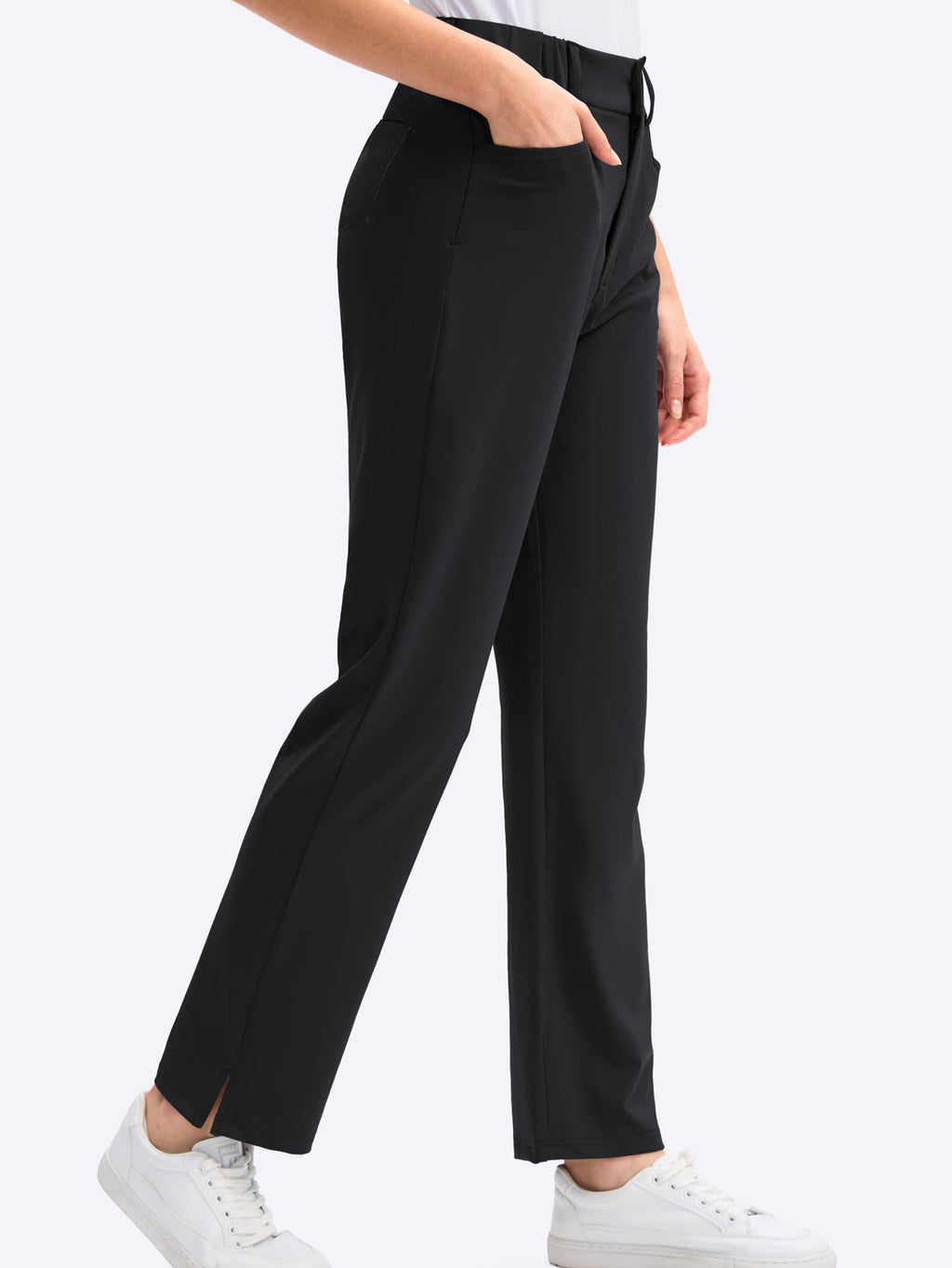 Women's High-Waisted Stretch Golf Pants | Slim Straight-Leg Athletic Trousers with Elastic Back Waistband &amp; Pockets