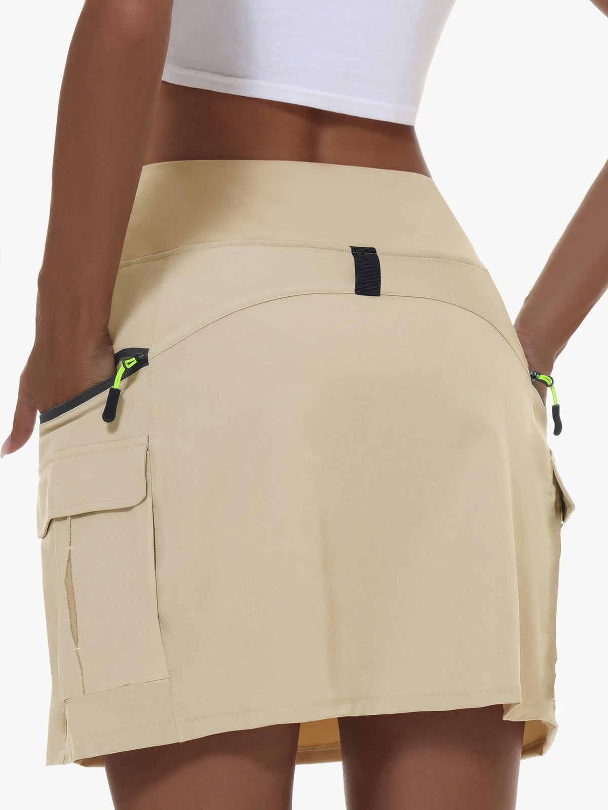 Women's High-Waist Cargo Outdoor Skort | Quick-Dry Hiking Skirt with Built-in Shorts &amp; Pockets