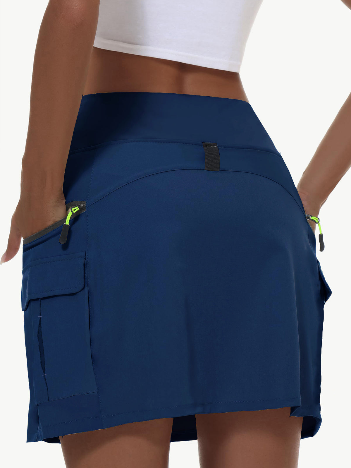 Women's High-Waist Cargo Outdoor Skort | Quick-Dry Hiking Skirt with Built-in Shorts &amp; Pockets
