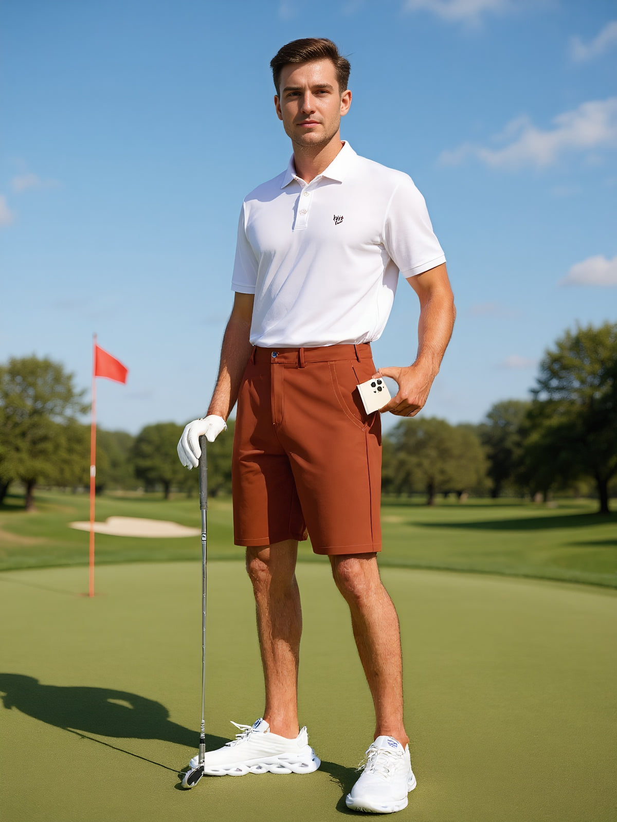 Men's Stretch Golf Shorts | Lightweight Quick-Dry Flat-Front Performance Shorts with Pockets