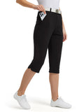 Women's Stretch Golf Capri Pants | Slim-Fit Cropped Outdoor Pants with Pockets &amp; Belt Loops