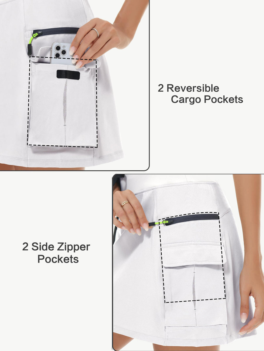 Women's High-Waist Cargo Outdoor Skort | Quick-Dry Hiking Skirt with Built-in Shorts &amp; Pockets