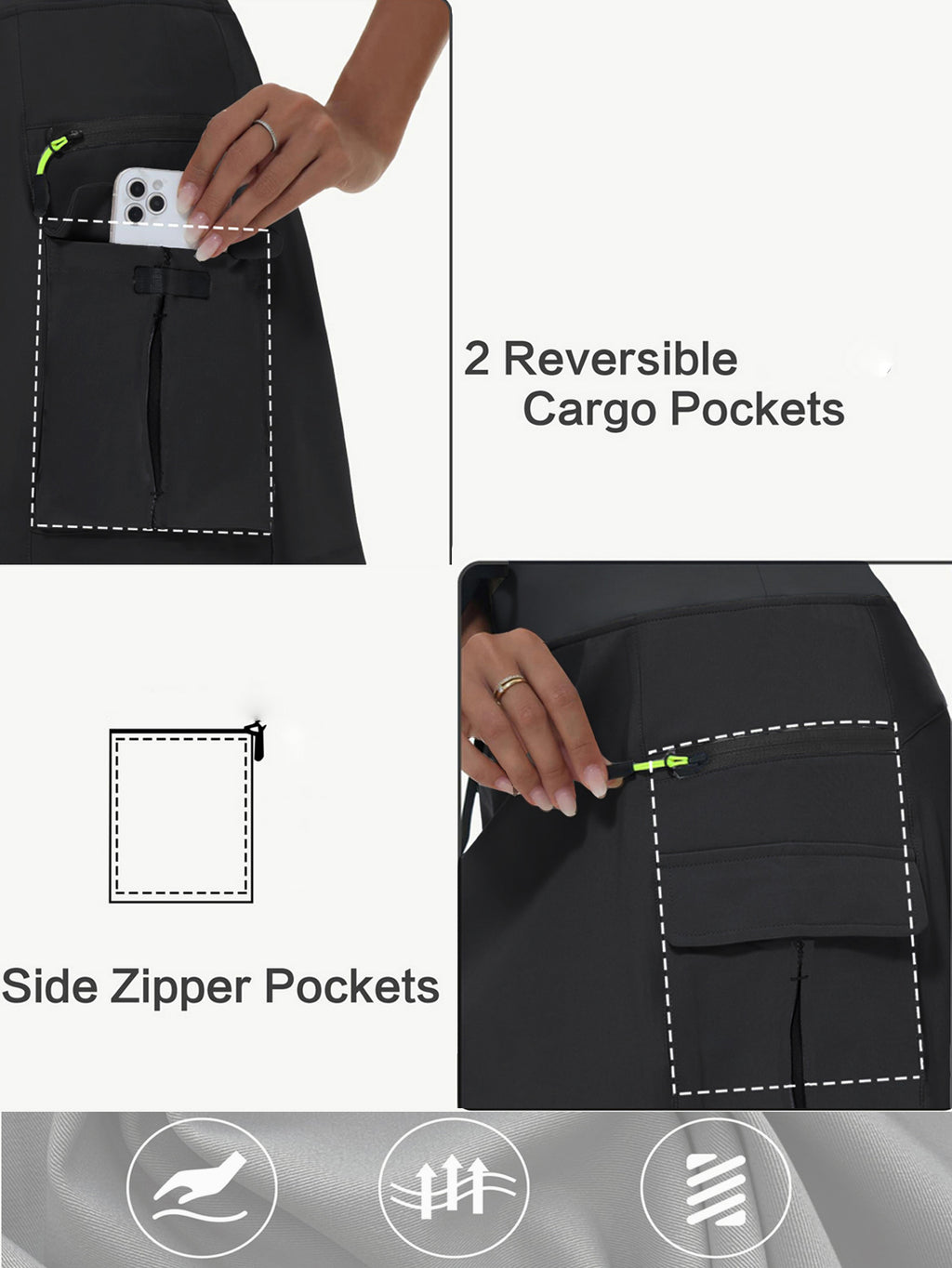 Women's High-Waisted Outdoor Cargo Skort | Quick-Dry Hiking Skirt with Built-in Shorts &amp; Pockets