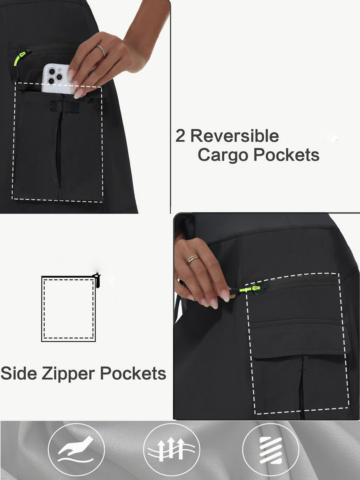 Women's High-Waisted Outdoor Cargo Skort | Quick-Dry Hiking Skirt with Built-in Shorts &amp; Pockets