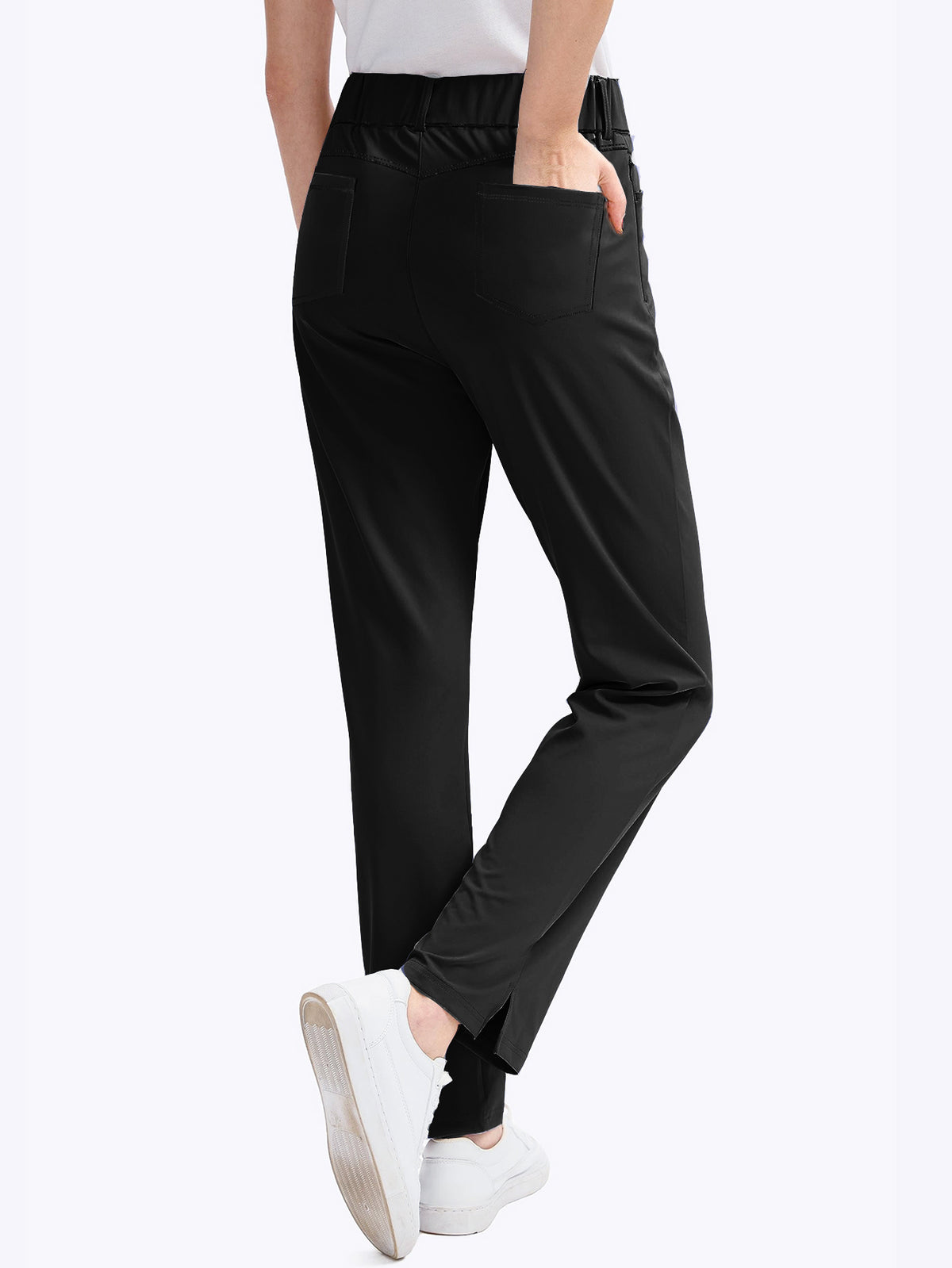 Women's High-Waisted Stretch Golf Pants | Slim Straight-Leg Athletic Trousers with Elastic Back Waistband &amp; Pockets