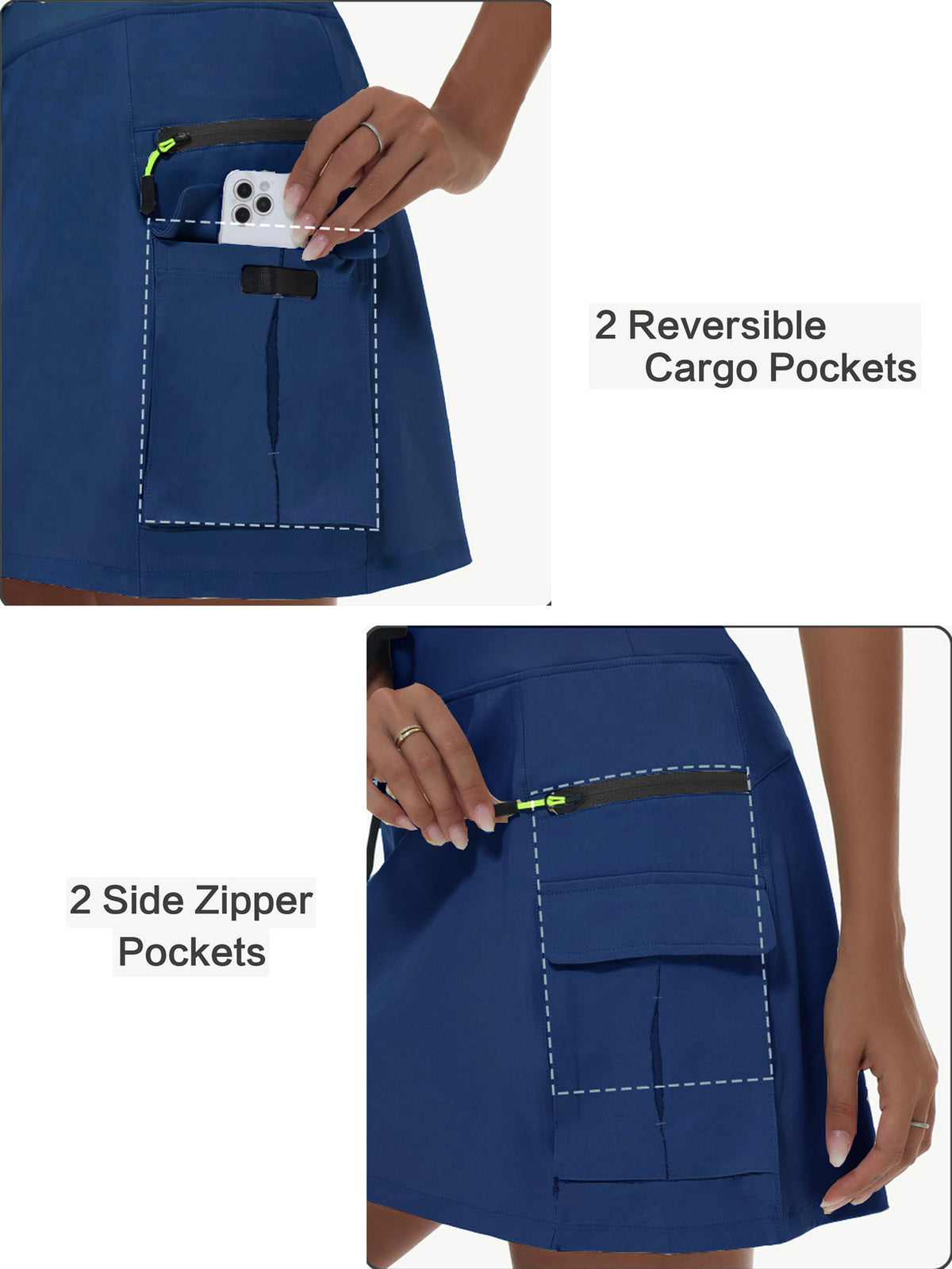 Women's High-Waist Cargo Outdoor Skort | Quick-Dry Hiking Skirt with Built-in Shorts &amp; Pockets