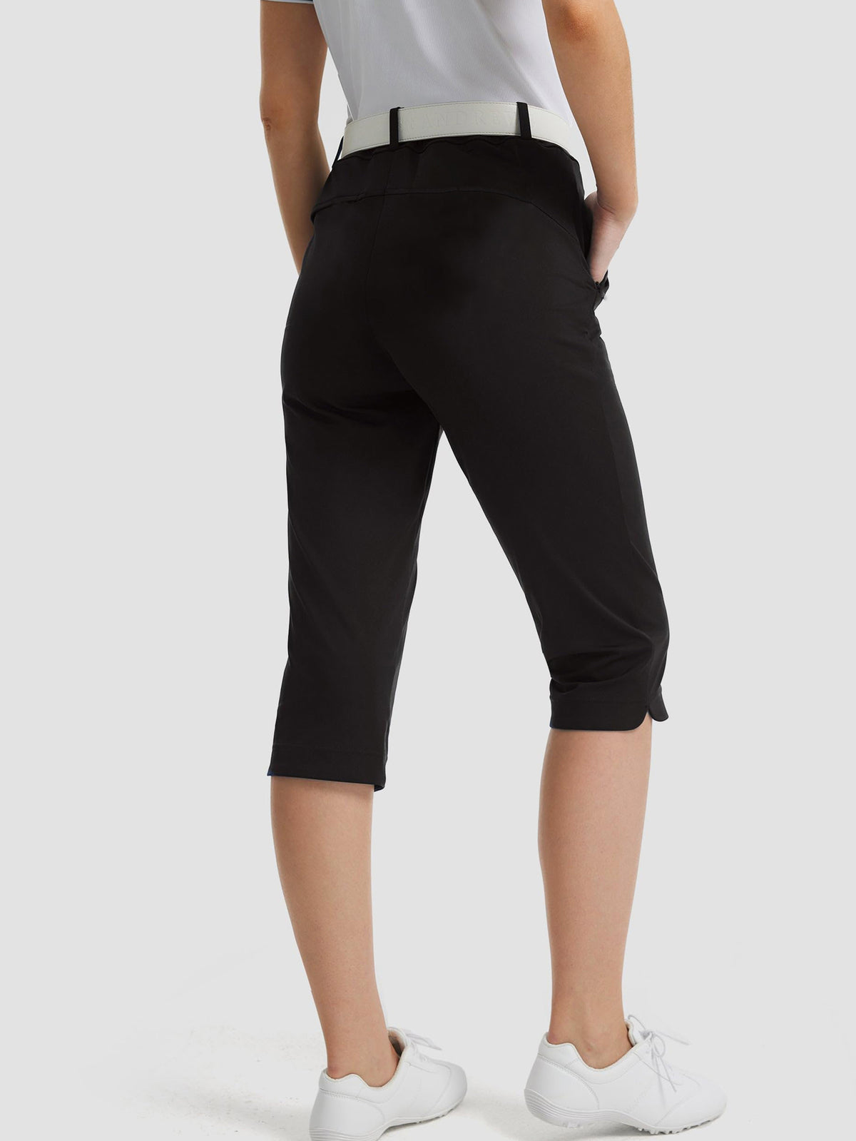 Women's Stretch Golf Capri Pants | Slim-Fit Cropped Outdoor Pants with Pockets &amp; Belt Loops