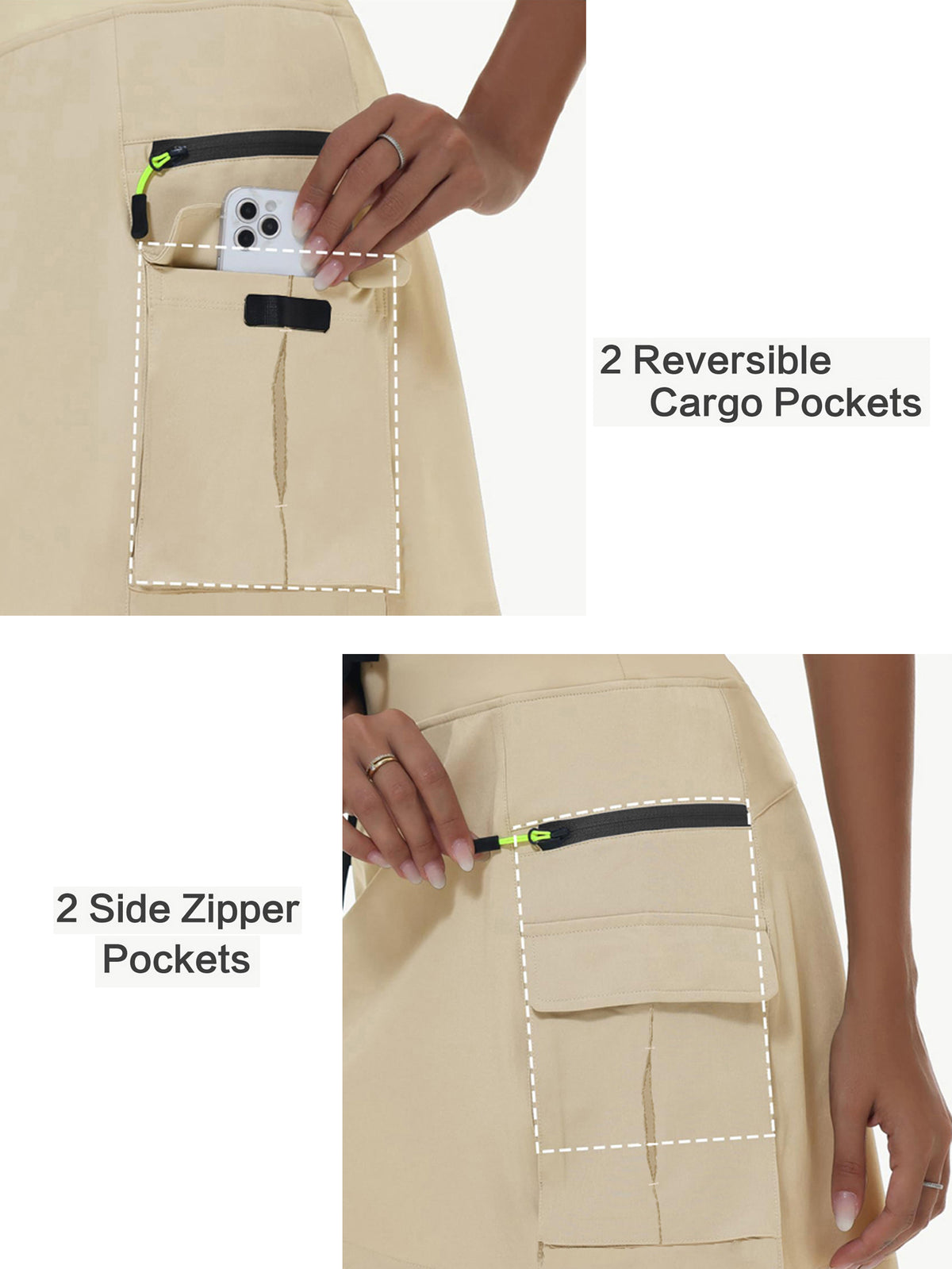 Women's High-Waist Cargo Outdoor Skort | Quick-Dry Hiking Skirt with Built-in Shorts &amp; Pockets