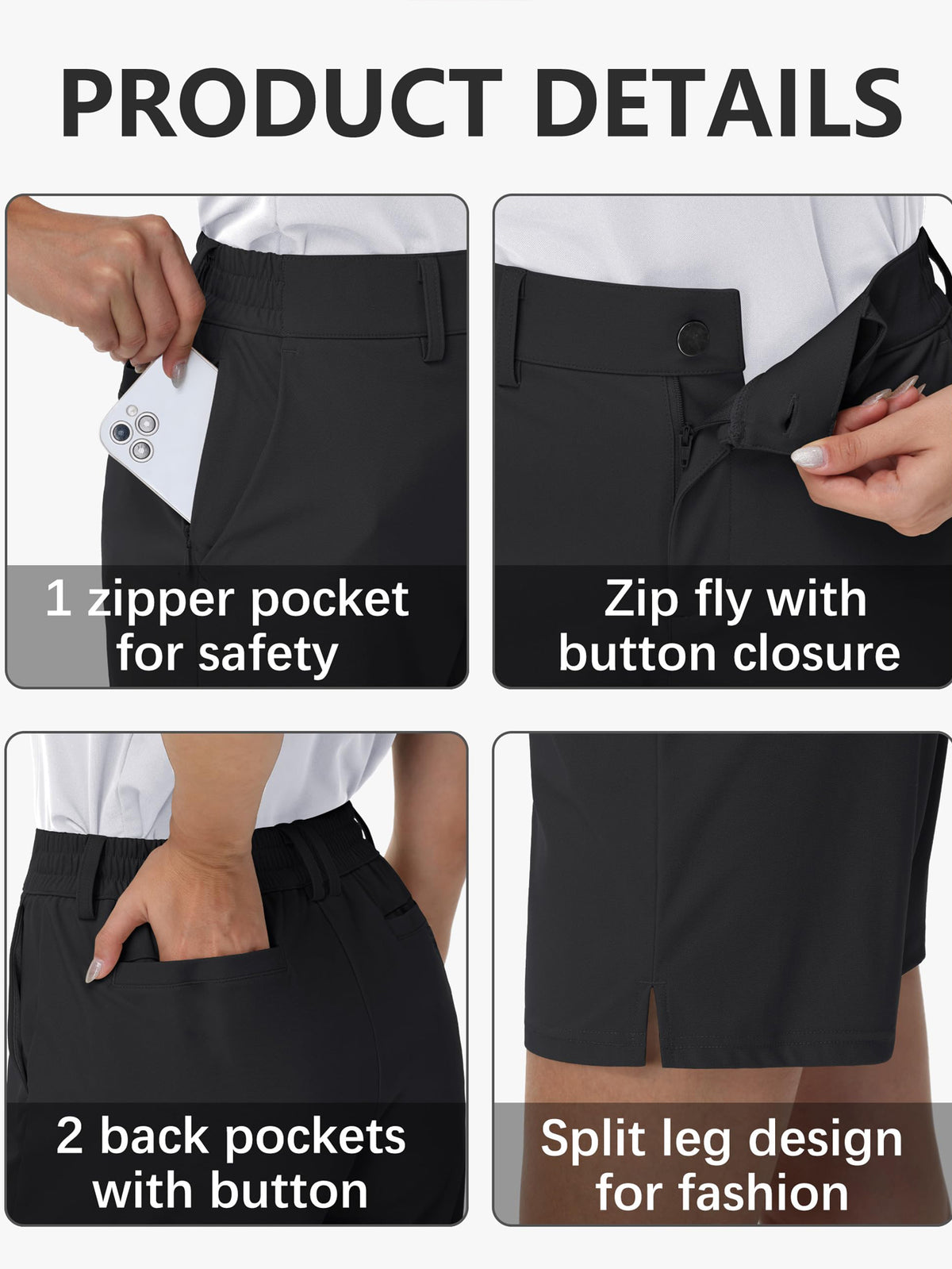 Women's Stretch Golf Shorts | Lightweight Quick-Dry Bermuda Shorts with Pockets