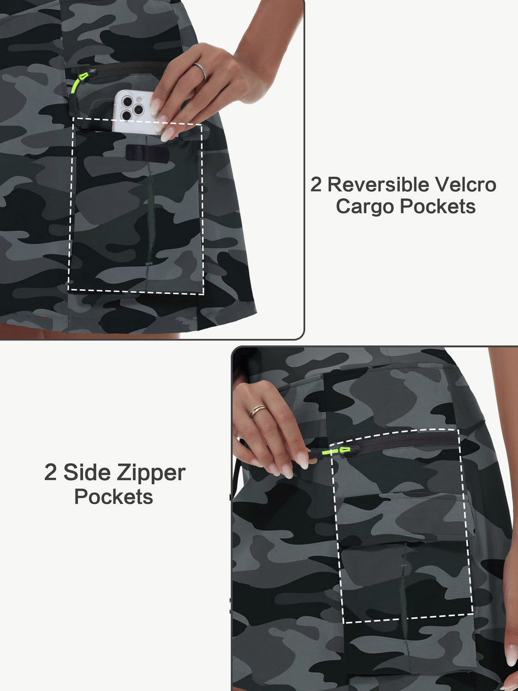 Women's High-Waist Cargo Outdoor Skort | Quick-Dry Hiking Skirt with Built-in Shorts &amp; Pockets
