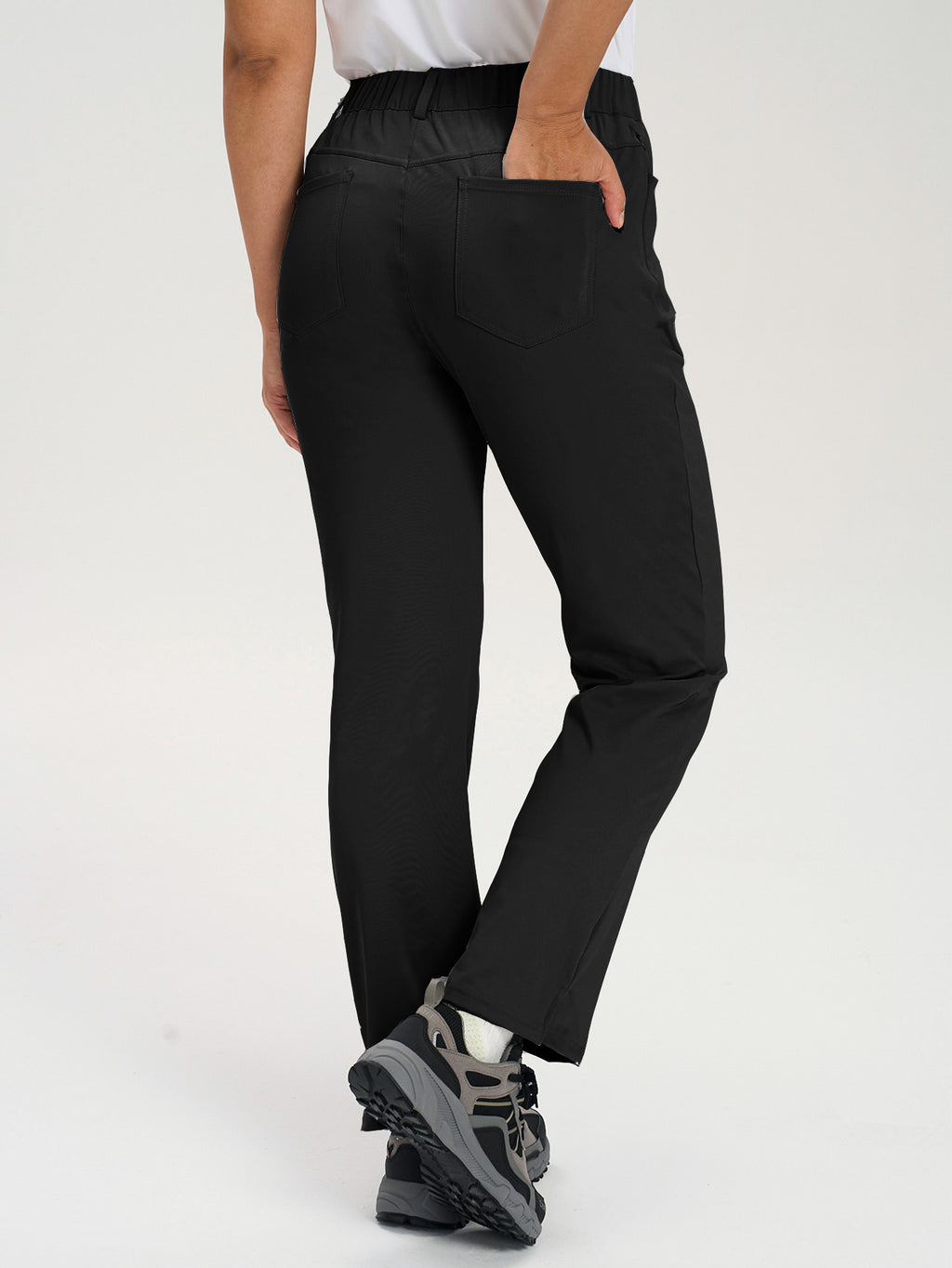 Women's High-Waisted Stretch Golf Pants | Slim Straight-Leg Athletic Trousers with Elastic Back Waistband &amp; Pockets
