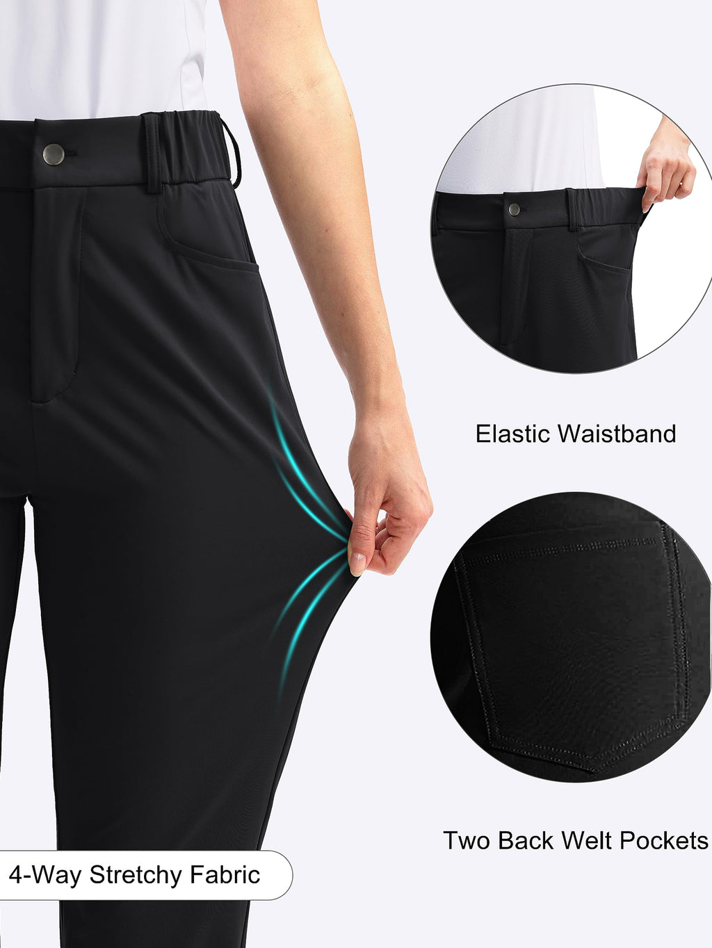 Women's High-Waisted Stretch Golf Pants | Slim Straight-Leg Athletic Trousers with Elastic Back Waistband &amp; Pockets