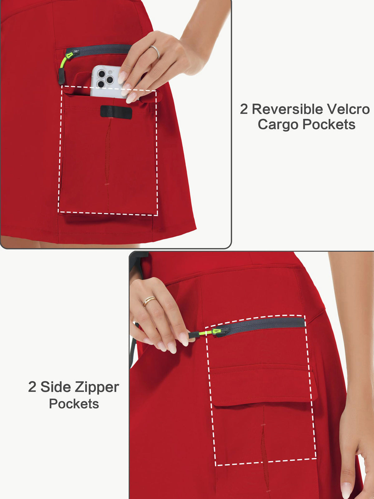 Women's High-Waisted Outdoor Cargo Skort | Quick-Dry Hiking Skirt with Built-in Shorts &amp; Pockets