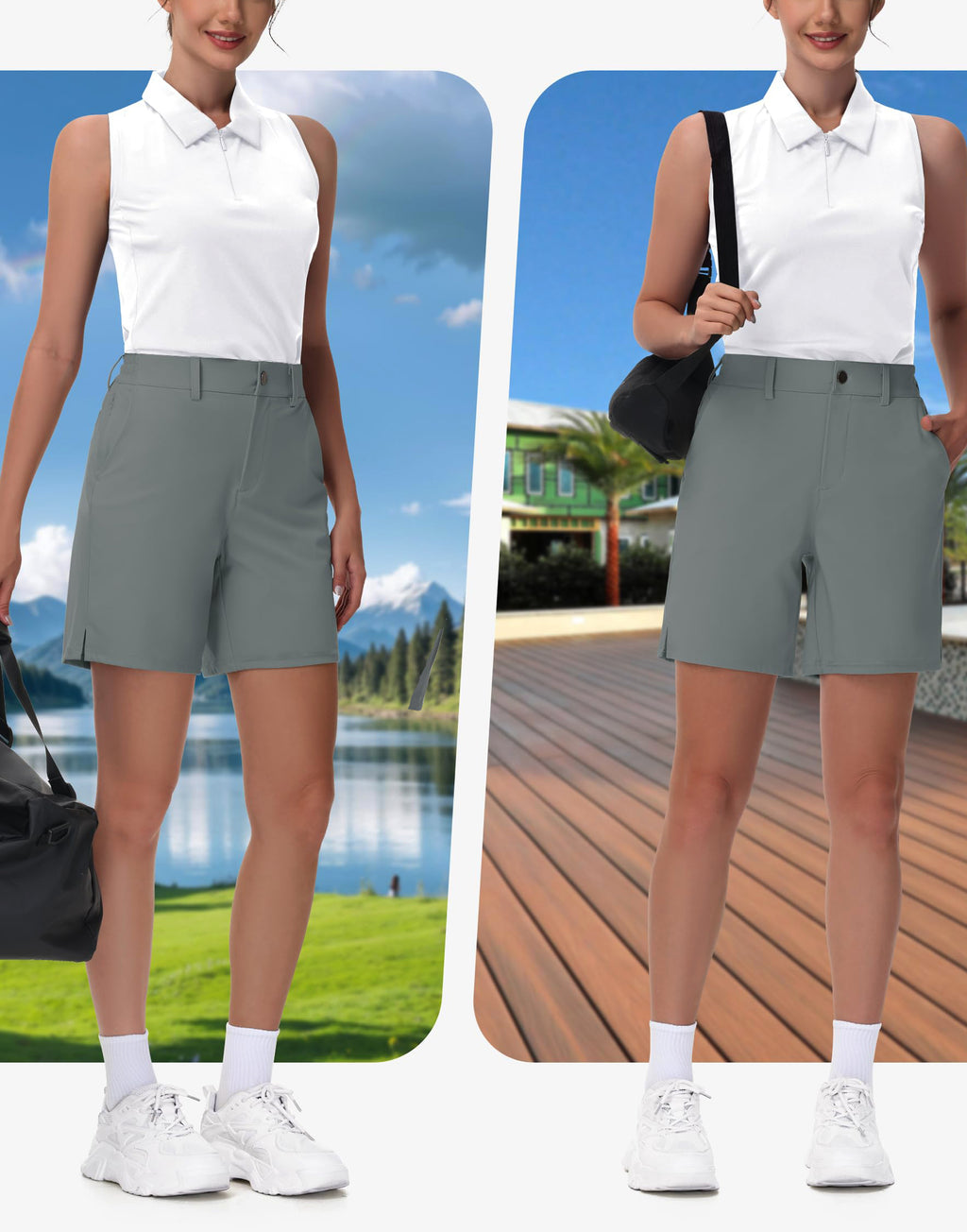 Women's Stretch Golf Shorts | Lightweight Quick-Dry Bermuda Shorts with Pockets