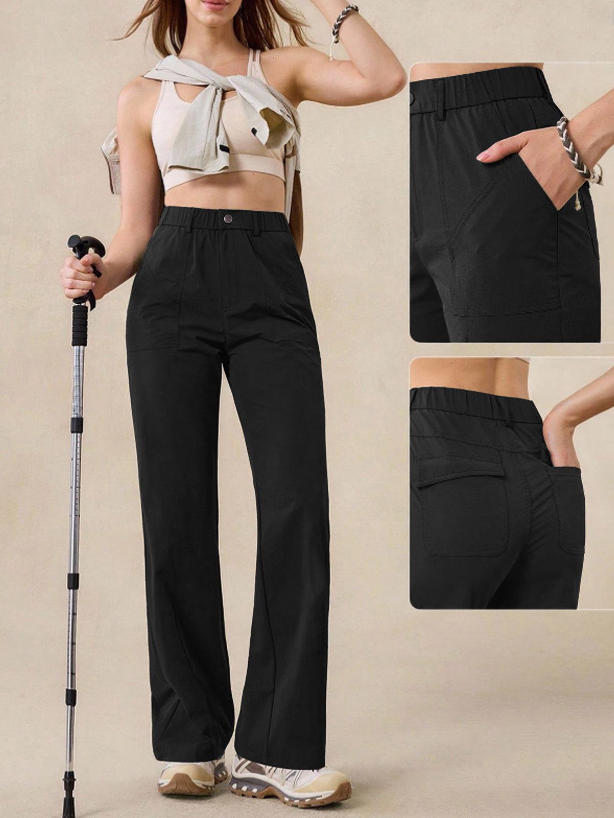 Women's Elastic Quick-Dry Outdoor Pants | Slim Nylon for Hiking &amp; Camping