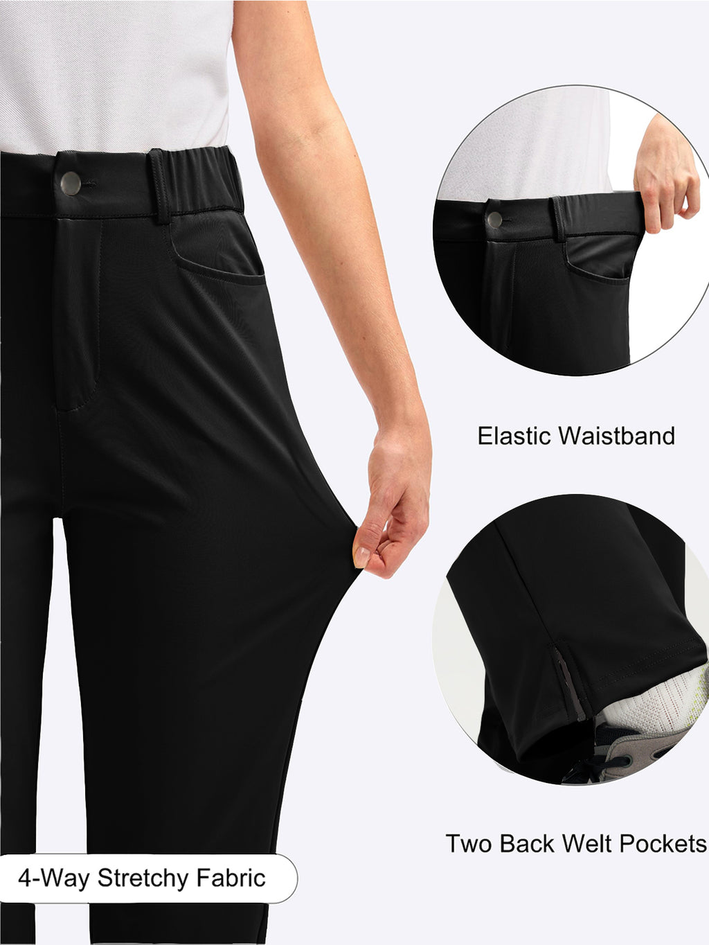 Women's High-Waisted Stretch Golf Pants | Slim Straight-Leg Athletic Trousers with Elastic Back Waistband &amp; Pockets