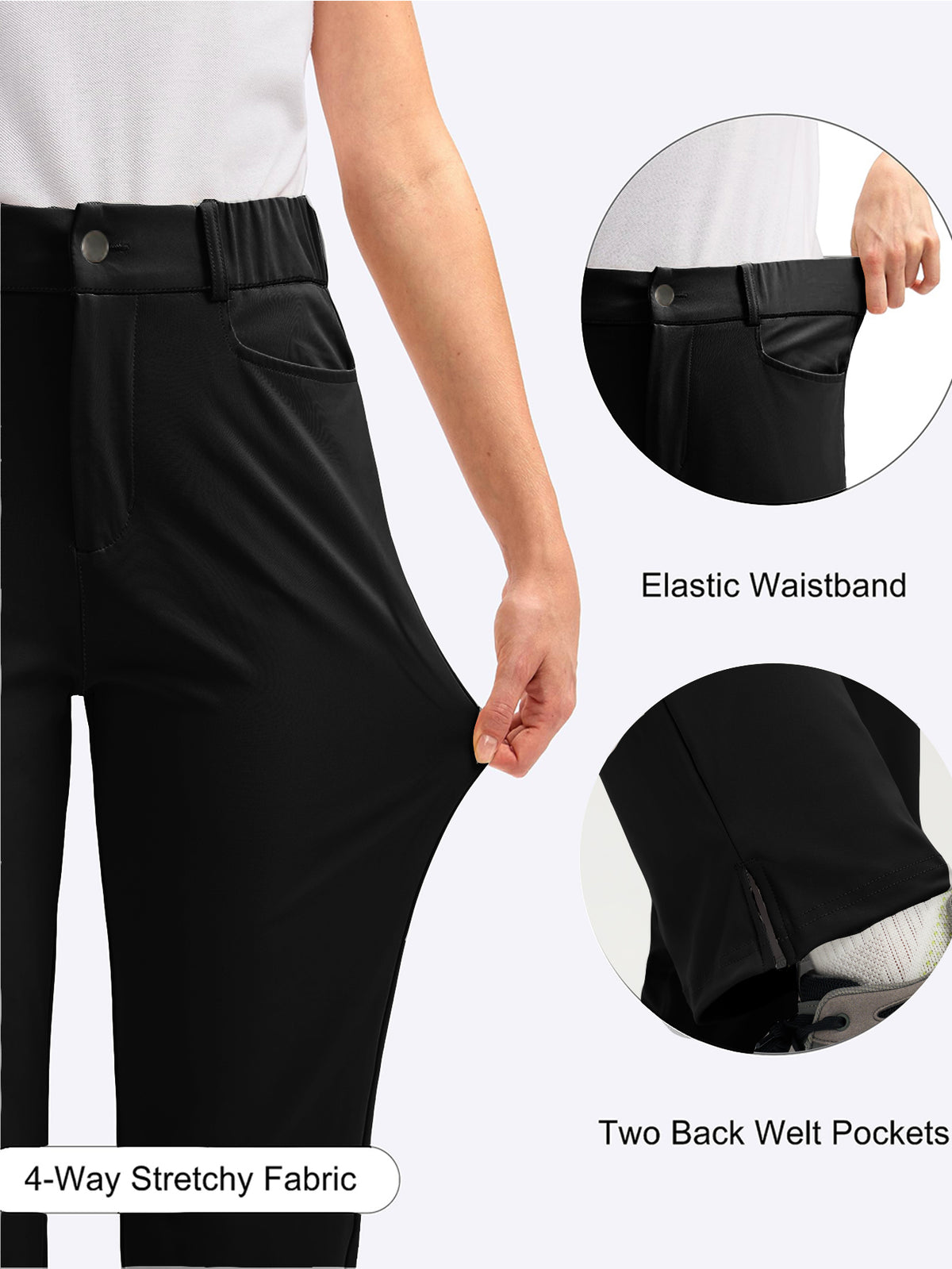 Women's High-Waisted Stretch Golf Pants | Slim Straight-Leg Athletic Trousers with Elastic Back Waistband &amp; Pockets