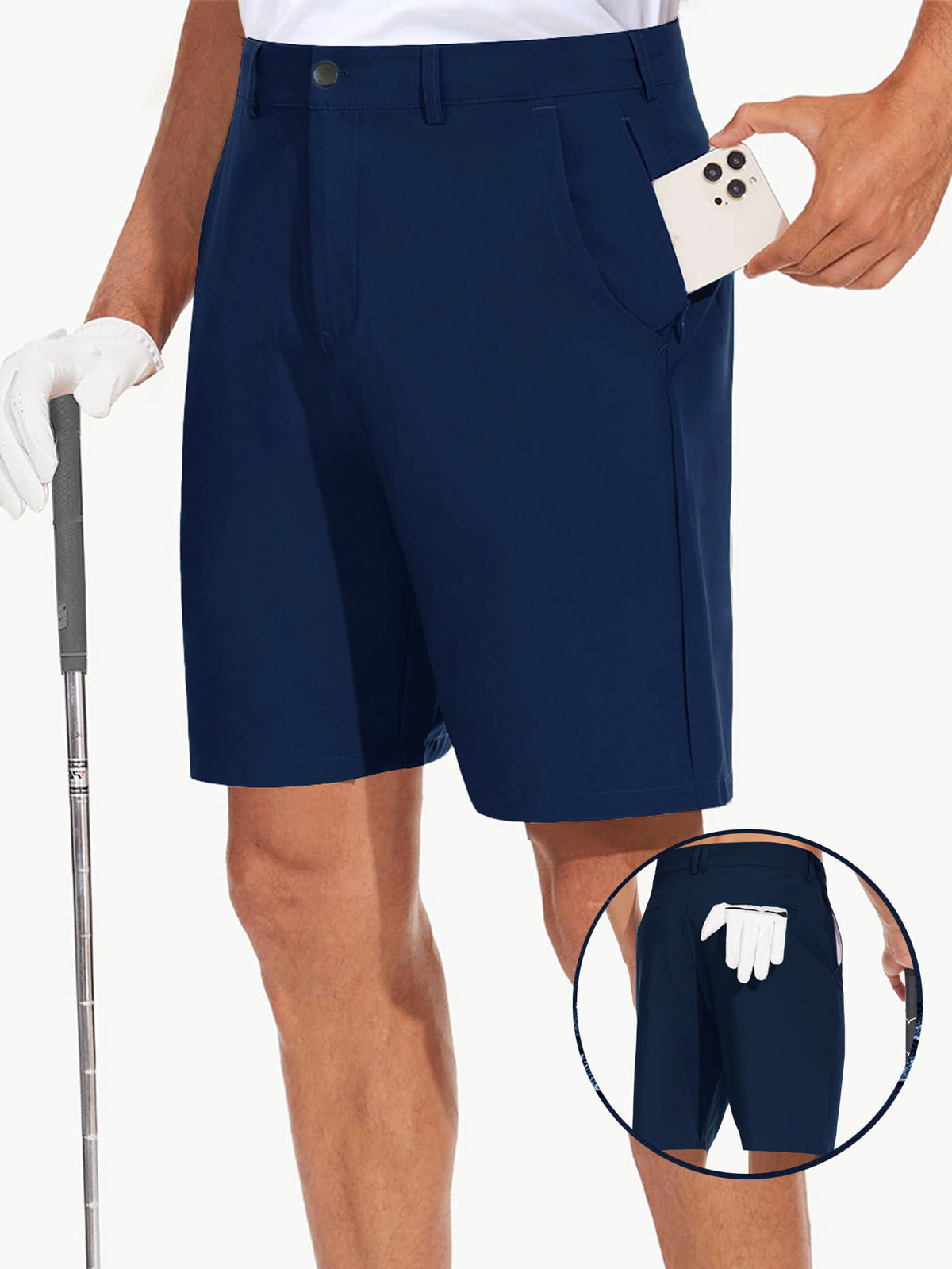 Men's Stretch Golf Shorts | Lightweight Quick-Dry Flat-Front Performance Shorts with Pockets