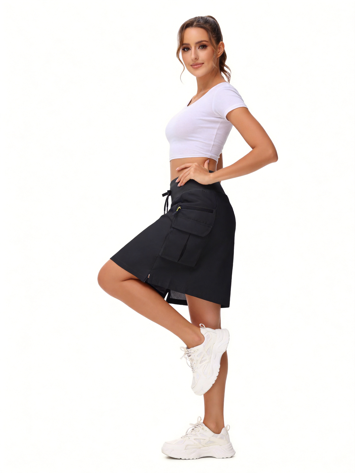 Women's High-Waisted Outdoor Cargo Skort | Quick-Dry Hiking Skirt with Built-in Shorts &amp; Pockets