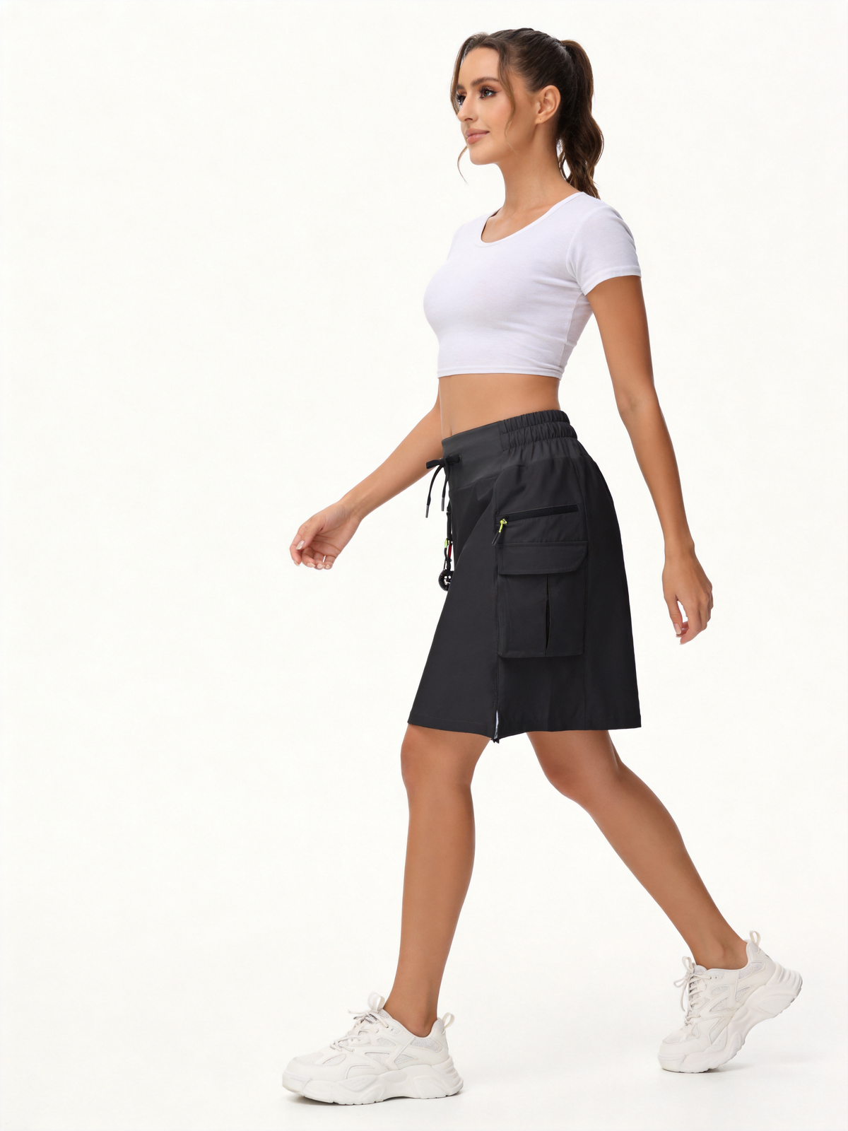 Women's High-Waisted Outdoor Cargo Skort | Quick-Dry Hiking Skirt with Built-in Shorts &amp; Pockets